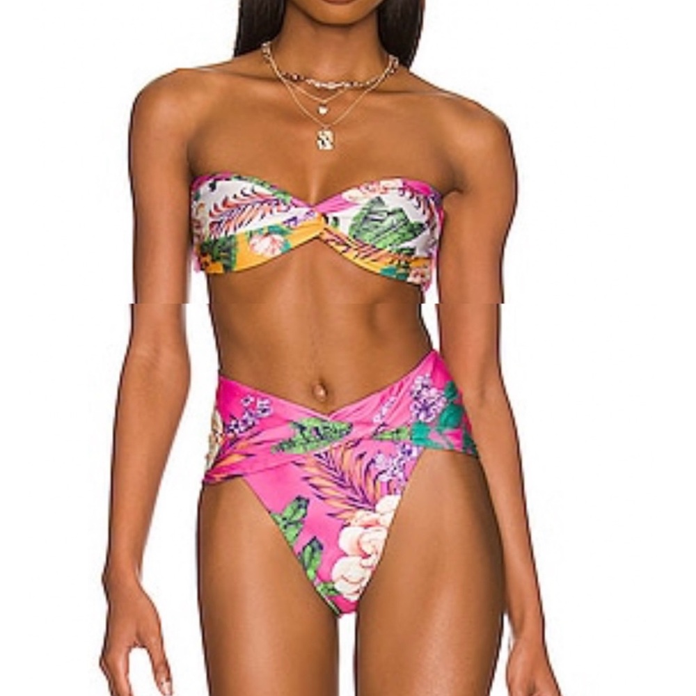 Agua Bendita X Revolve Tropical Pink Floral Bikini Set